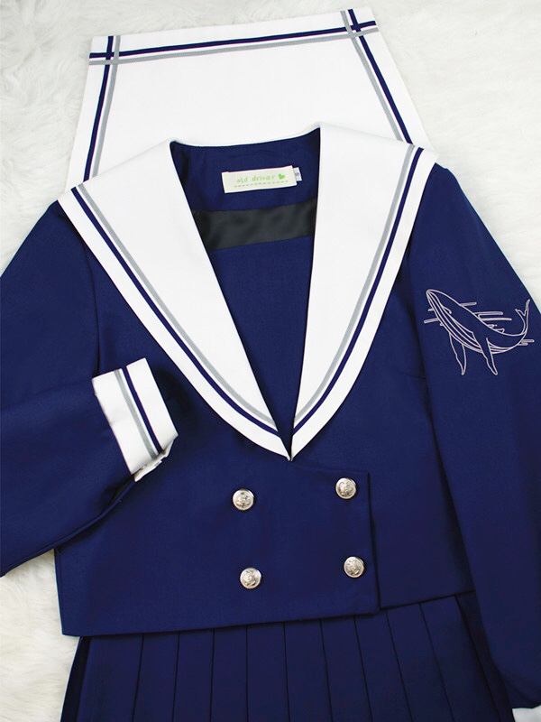 【jk制服官方】 深海鲸 正统日系jk制服绀色水手服深蓝色中间服大小姐