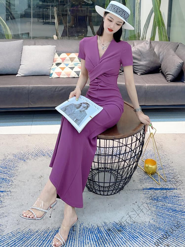 擒旗高端轻奢品牌女士裙子时尚气质长裙女夏季别致设计感鱼尾连衣裙