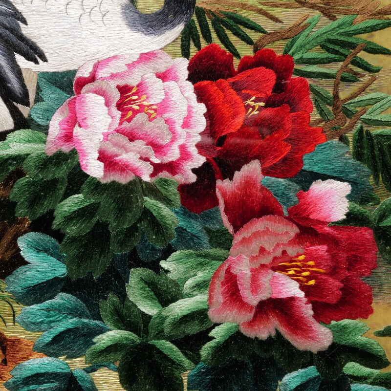 奥丹伊新中式风格竖版百鸟朝凤图纯手工苏绣刺绣玄关过道走廊客厅装饰