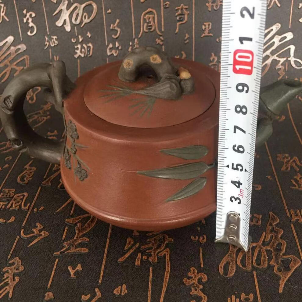 纸砂壶 茶壸 回流松竹梅壶汪寅仙落款老紫砂壶纯手工制作原矿红泥家用