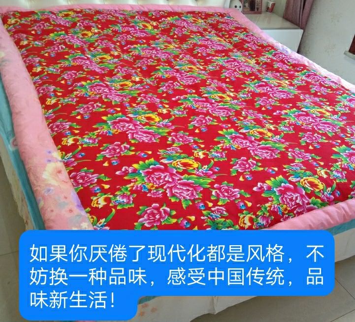 复古怀旧棉被东北大花布被子被芯手工棉花单人双人传统包边被绿色大