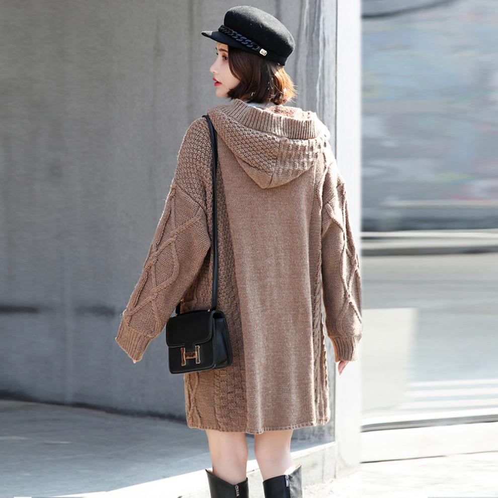 毛衣外套女加肥加大款加厚针织开衫韩版粗棒针慵懒风宽松显瘦加绒中长