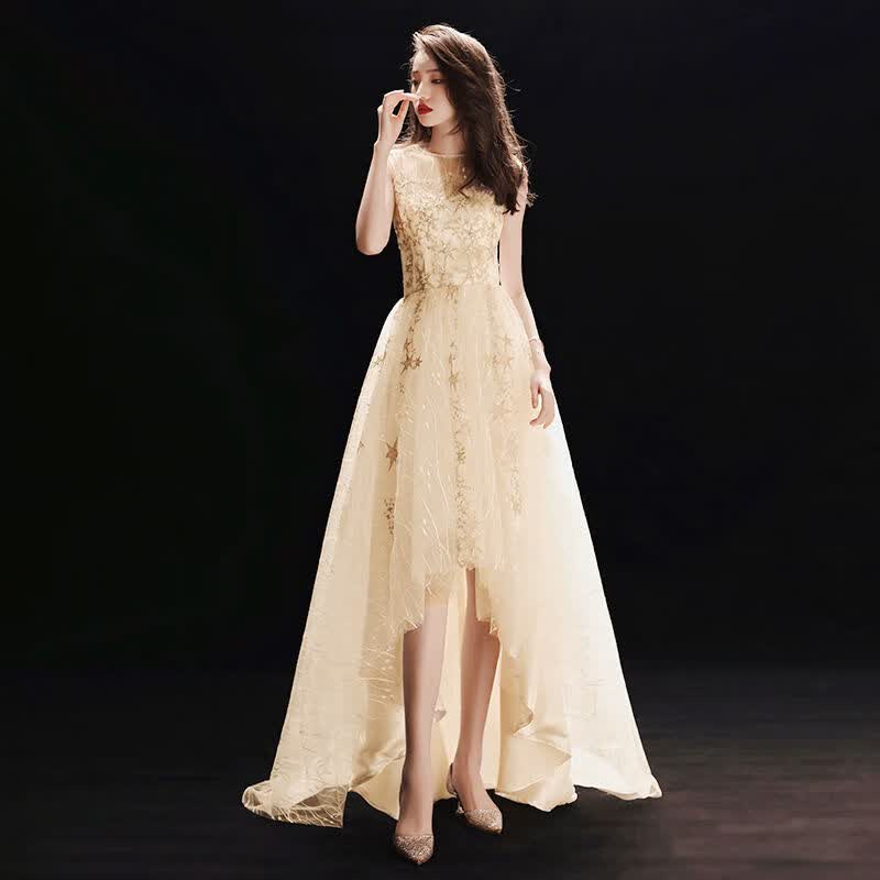 初中女学生朗诵主持人礼服晚礼服女仙气大方学生毕业典礼宴会高贵优雅