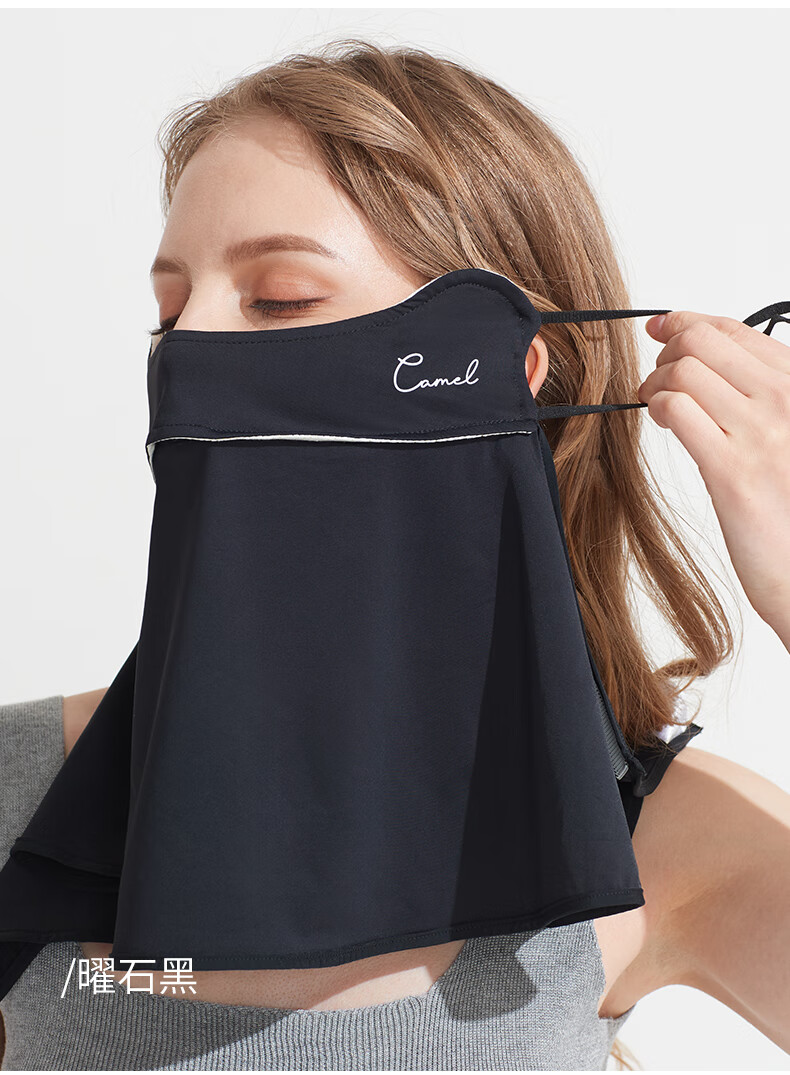 骆驼防紫外线冰丝防晒面纱女遮脸挂耳面罩遮全脸口罩遮阳春夏开车aba