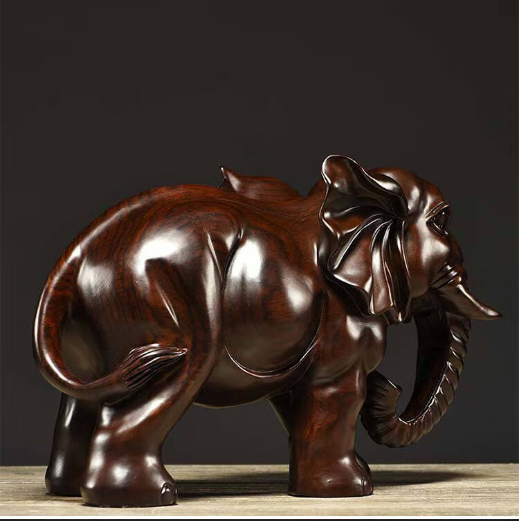 60木雕大象摆件大号象一对木实木大象雕刻乔迁家居装饰工艺礼品精雕