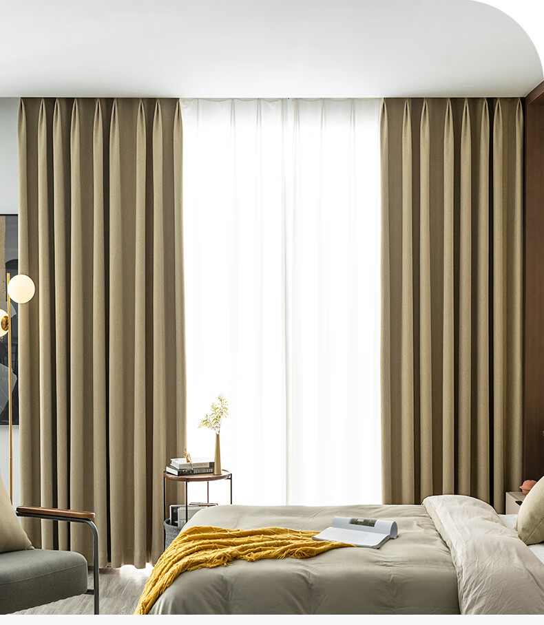 粉色窗帘遮光卧室少女加厚北欧简约温馨浪漫女孩房间ins风布 深海蓝