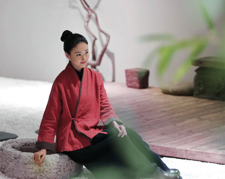 雅格罗伊禅服佛系女居士服行服意中国风棉麻宽松秋冬套装茶服外套中式
