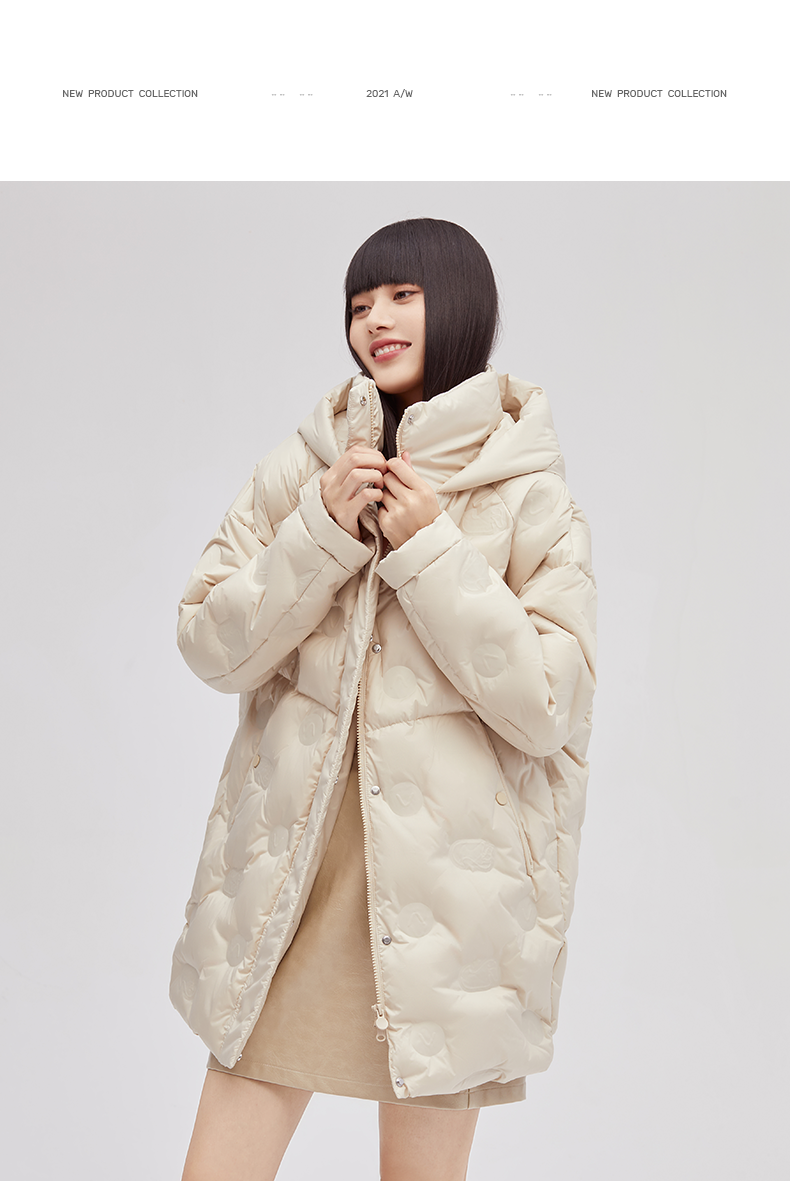 艾莱依女装羽绒服女2021年新款白鸭绒冬季中长款高端常规厚外套90绒