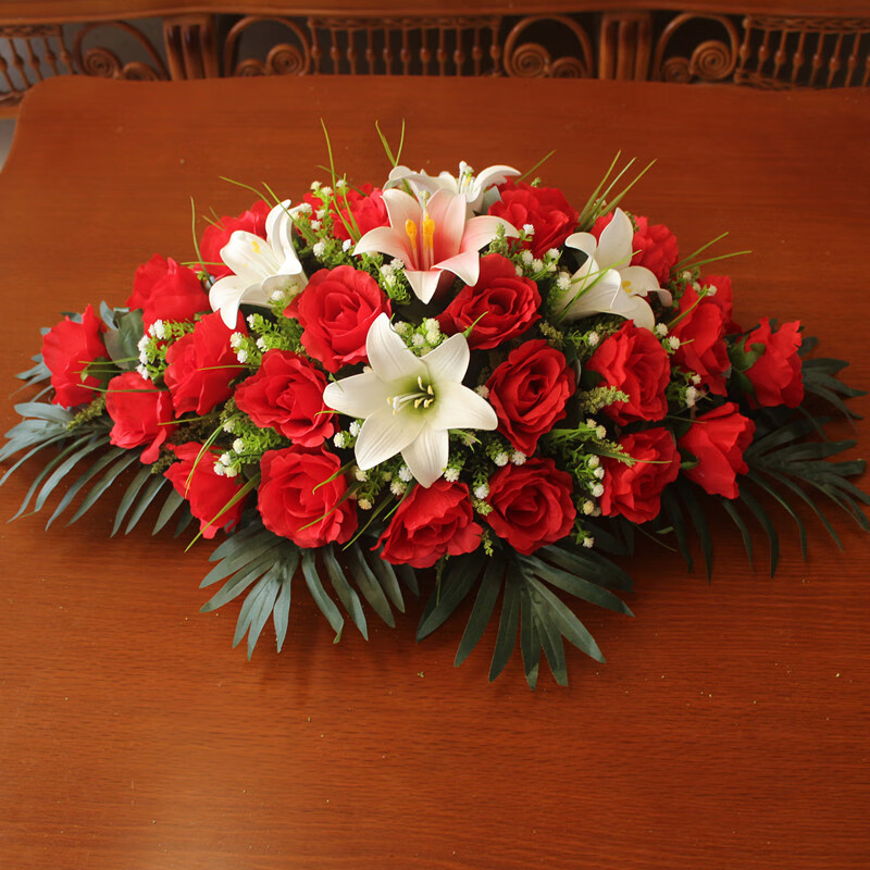 仿真台花长形会议桌花迎宾台接待台前台茶几摆放装饰花艺塑料假花t 90