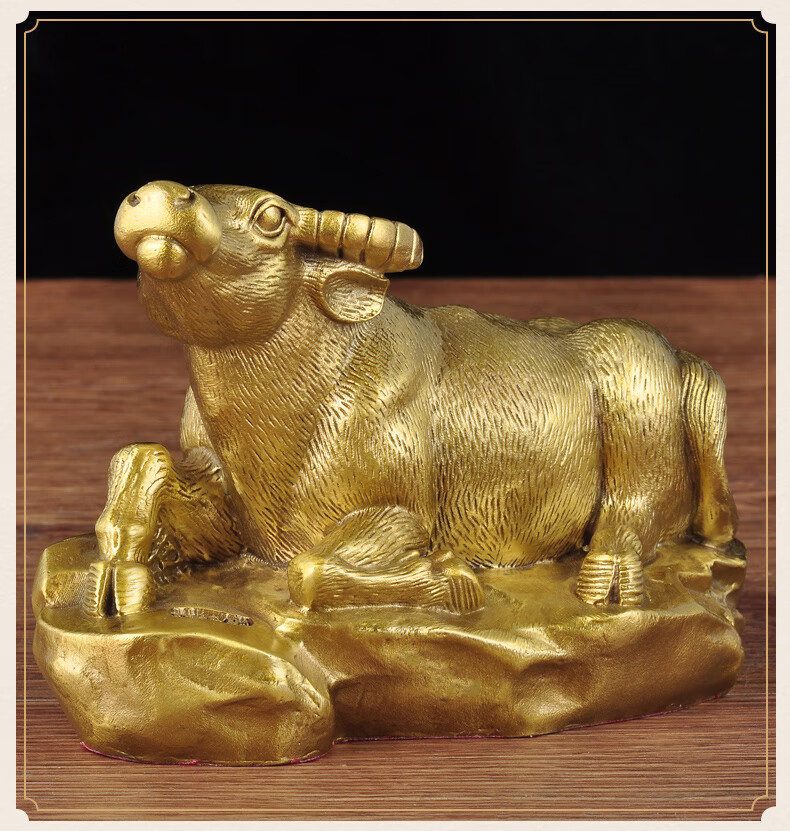 莲善堂全铜生肖牛摆件卧牛风水摆设招财家居客厅玄关装饰品乔迁开业