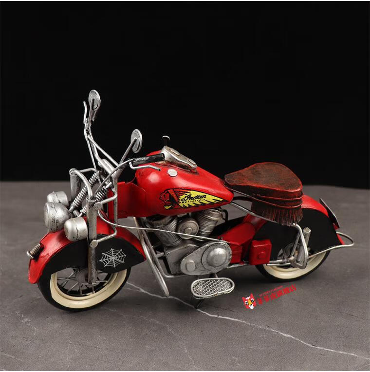 摩托车模型摆件铁艺美式复古铁皮手工艺品创意模型摆件客厅书房酒柜