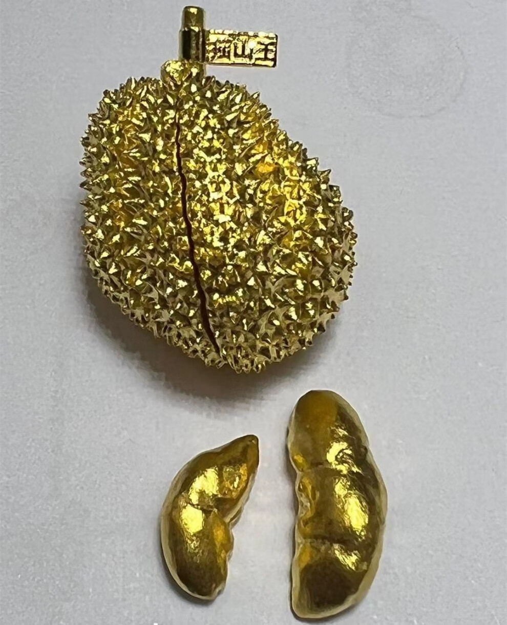 榴莲吊坠抖音同款diy配饰金枕猫山王金色项链女可拆卸创意保色镀金