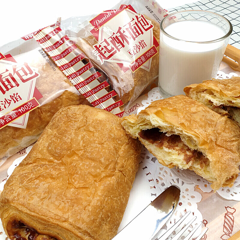 桃李起酥面包豆沙馅夹心100g4袋装整箱现做早餐食休息小吃100gx8袋