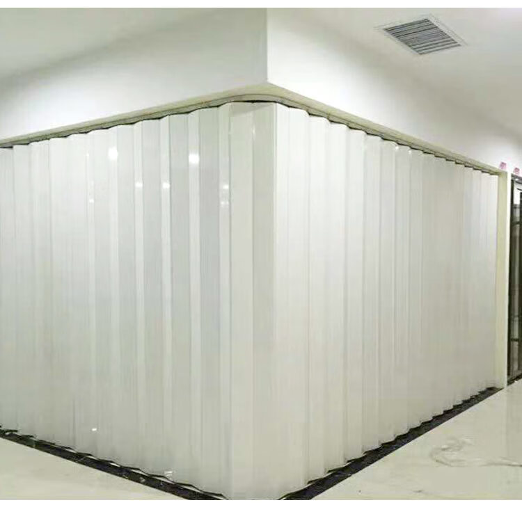 pvc折叠门推拉门开放式厨房燃气简易临时门免打孔卫生间隐形隔断 双面