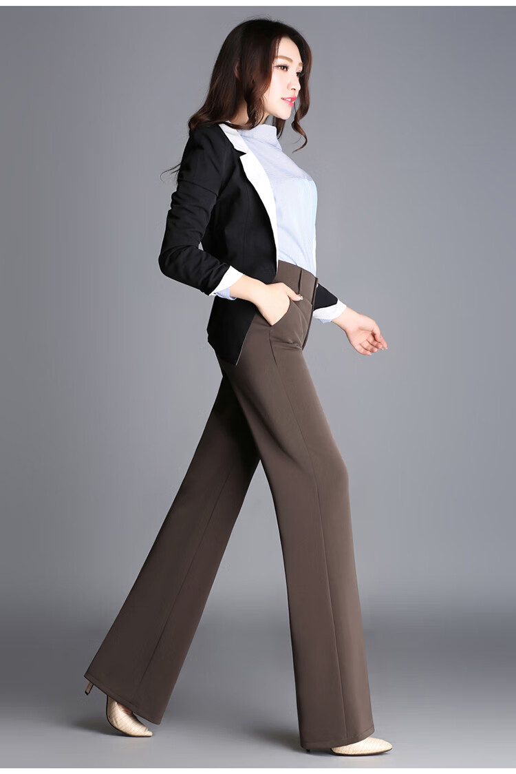 阔腿裤女秋2021新款高腰直筒大脚裤大码显瘦休闲西装裤女长裤舞裤f02