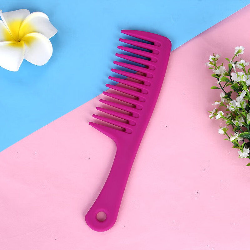 大号大齿梳宽齿梳卷发梳子内扣塑料梨花头美发梳顺发木梳天蓝色