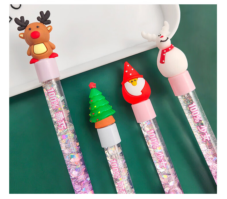 卡通圣诞流沙笔圣诞老人入油液体流沙笔超萌小仙女签字笔小礼品圣诞