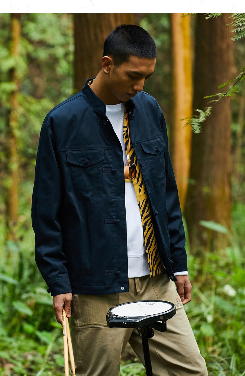 dickies小老虎薄外套立领盘扣设计工装外套男士新年款