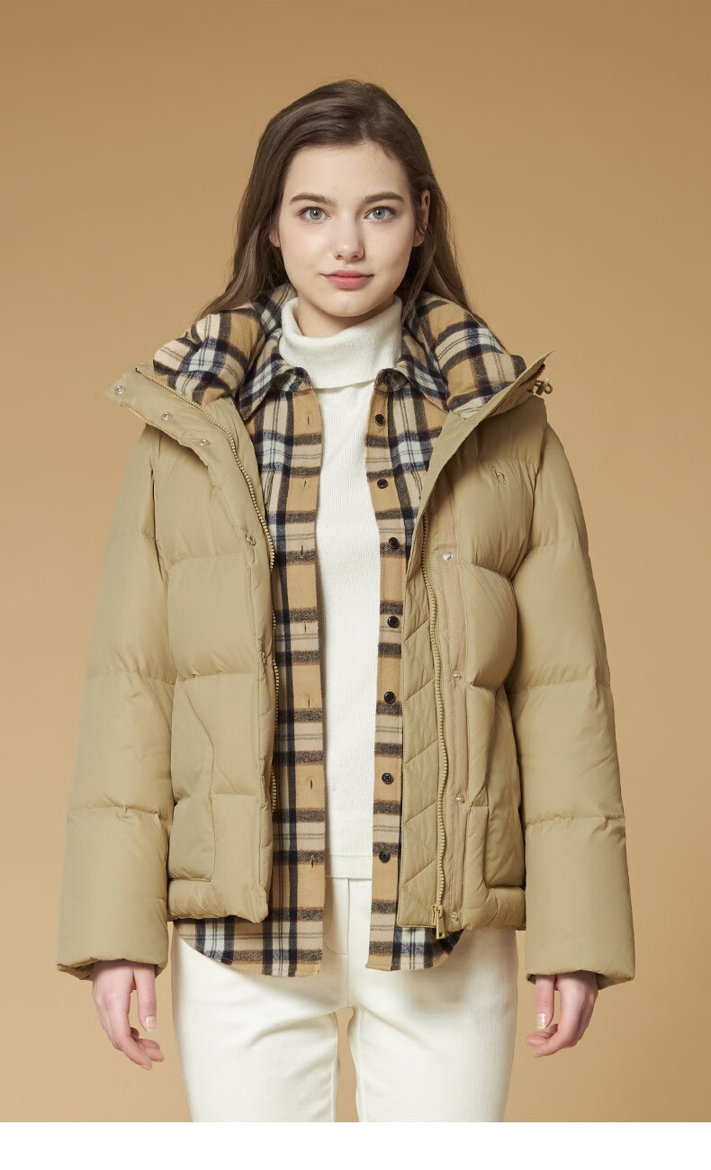 商场同款哈吉斯hazzys2021秋冬新款羽绒服女保暖可脱卸短款羽绒服asf