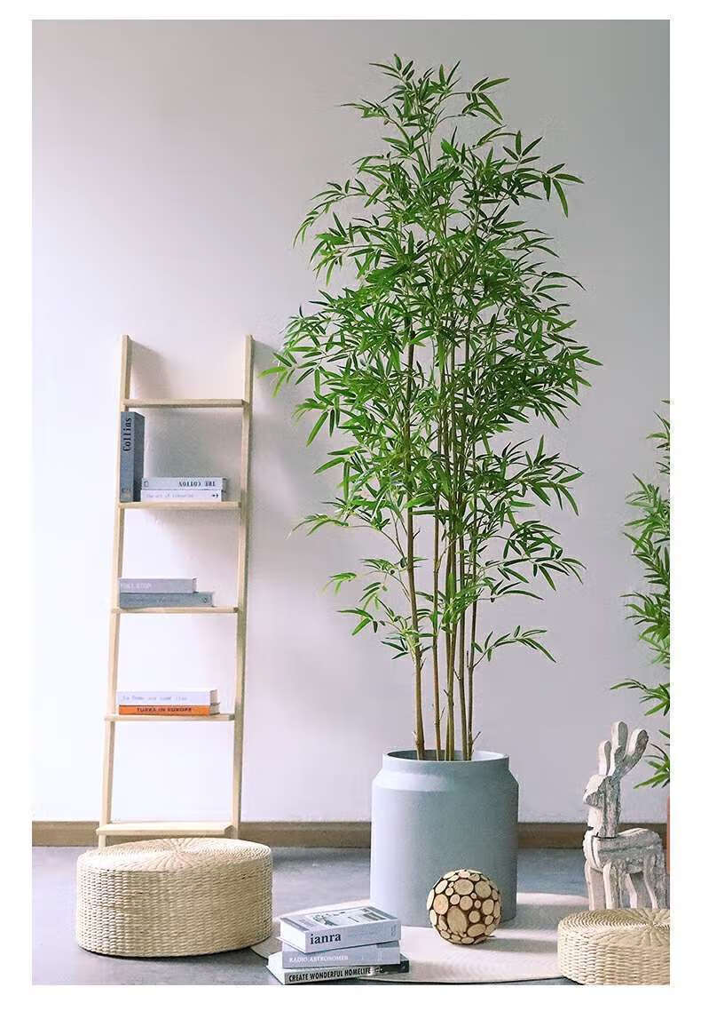 新中式仿真竹子室内装饰盆栽屏风隔断禅意假植物落地造景塑料摆件60cm