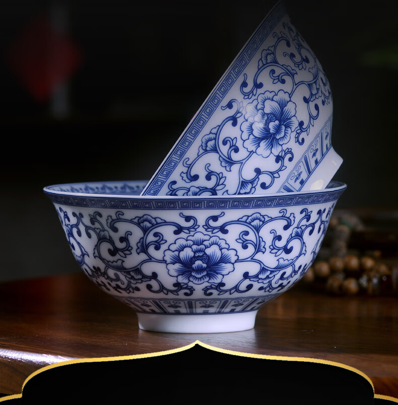 新款景德镇青花瓷碗单碗正宗景德镇陶瓷器碗青花瓷碗中式家用饭碗粥碗