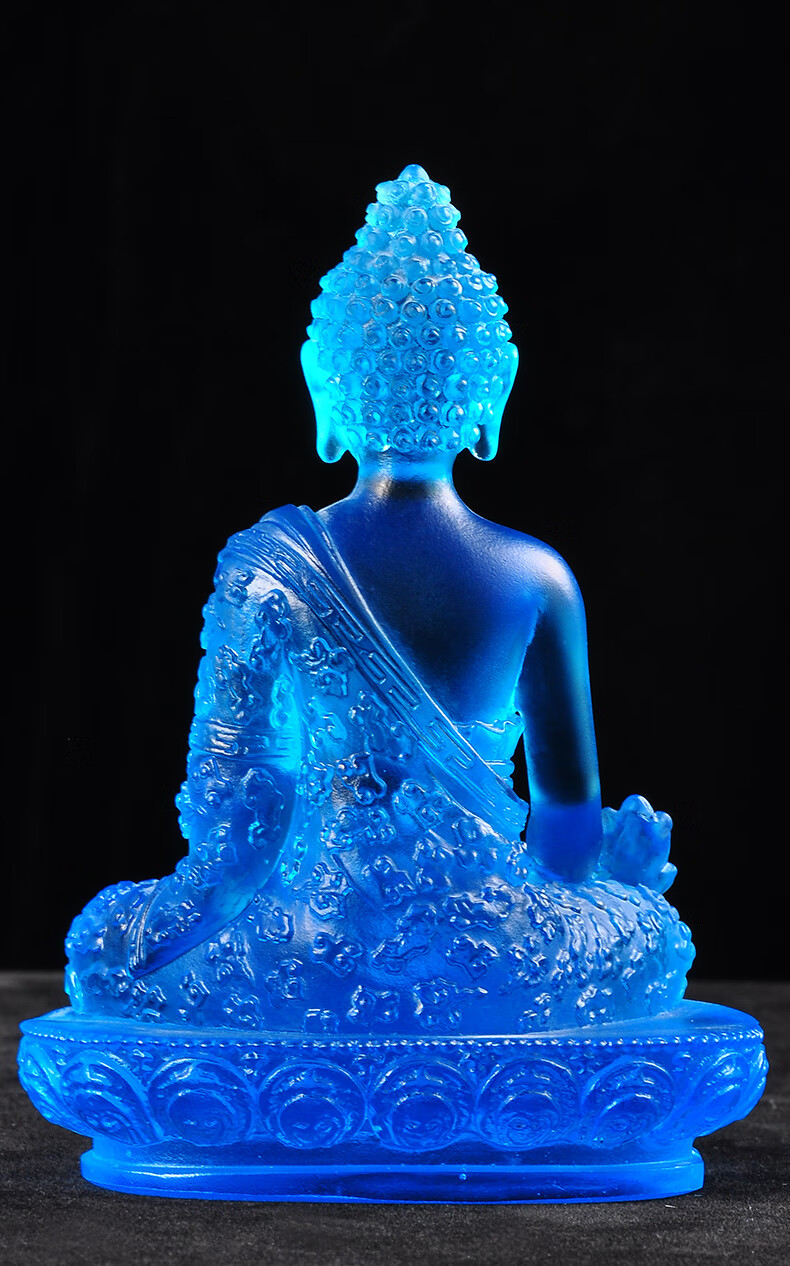 药师佛药师如来琉璃光佛家用寺庙佛堂居家供奉带莲花底座佛像摆件药师