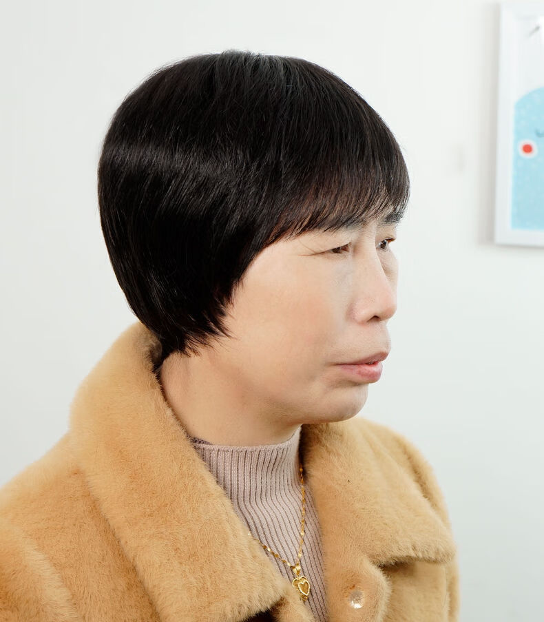 老人假发女短发真人发丝全头套奶奶假发套5070老年人妈妈真头发真头发