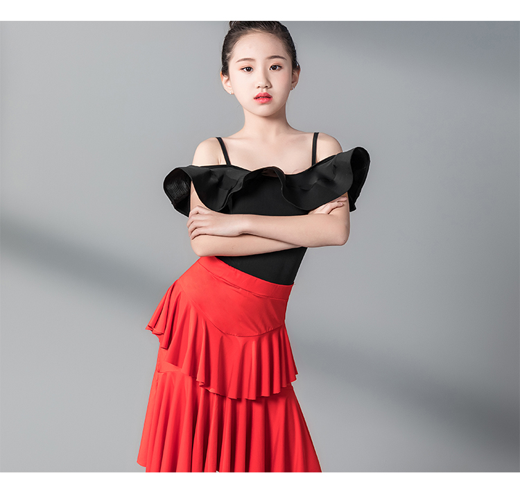 儿童拉丁舞黑白服装女童表演拉丁舞套装服装儿童春夏拉