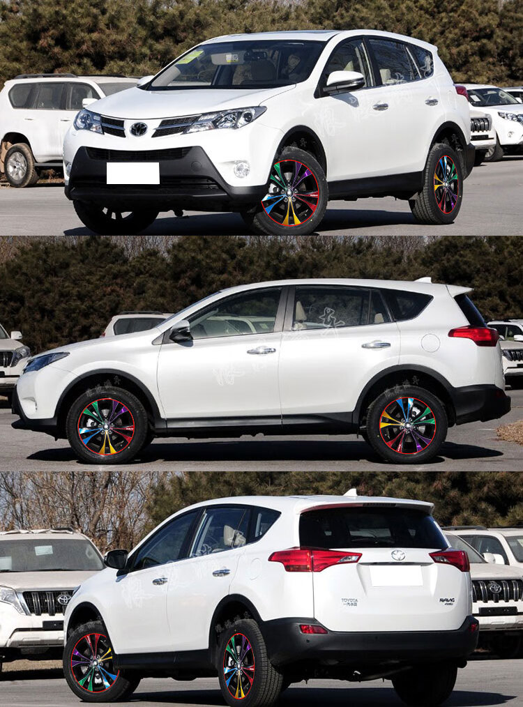 远燕浪漫满车专用于15款丰i田rav4轮毂贴纸改装电镀碳纤维轮圈保护膜e