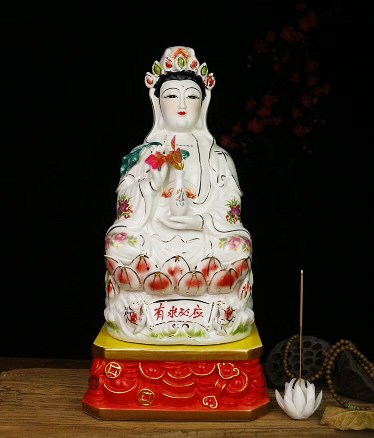 佛像莲花底座佛像底座观音菩萨陶瓷莲花座台供奉供佛圆形摆件垫高神像