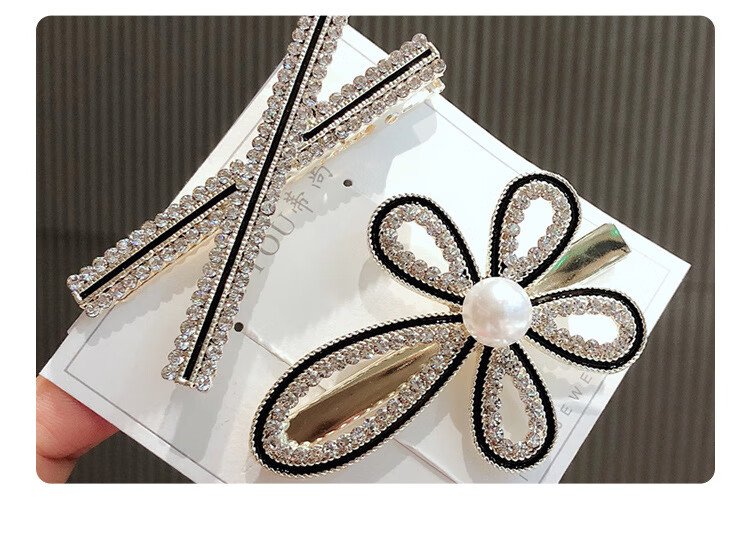 zzzsyzxl简约好看的仿珍珠花朵蝴蝶结发夹侧边刘海夹