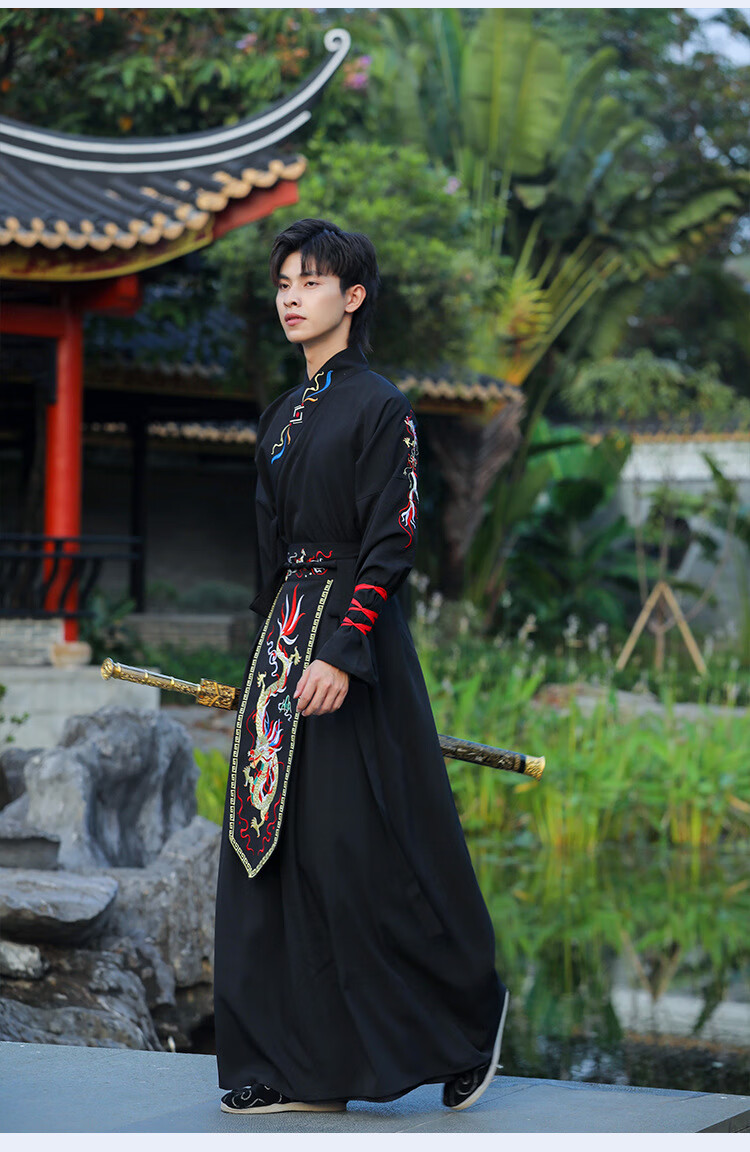 卡辑原创汉服男冬季古装全套中国风重工龙纹刺绣武侠风宫廷侍卫表演