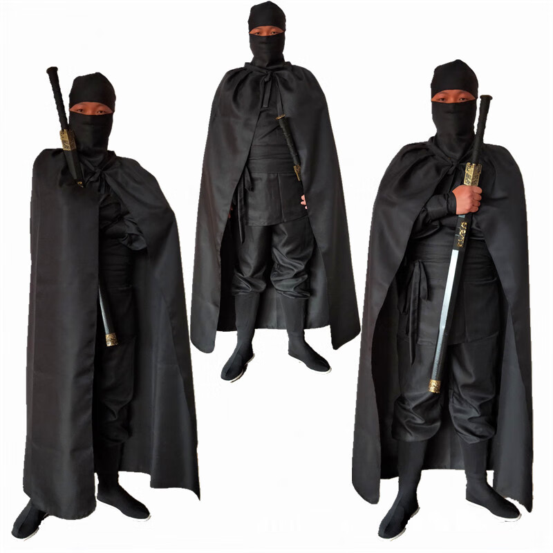 鸢夫人古装蒙面服 刺客服夜行衣忍者男女黑衣人武侠盗贼勇士唐装 黑色