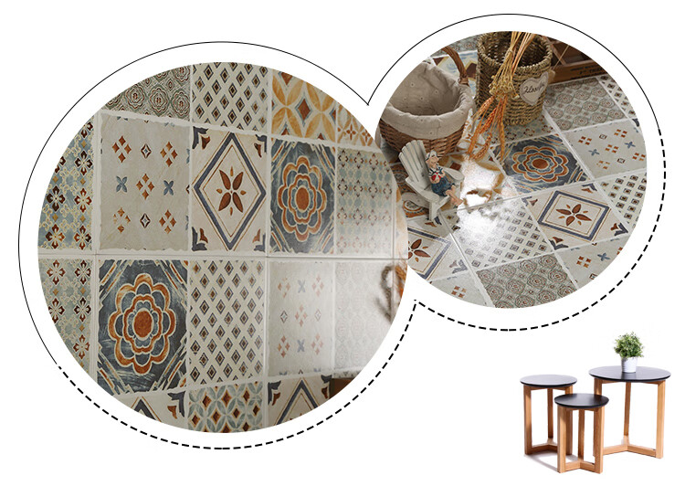 蓝蜜蜂欧式复古花砖300仿古砖餐厅瓷砖厨房阳台地砖卫生间墙砖10平方