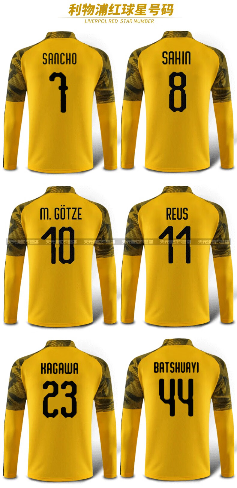 尚帛锦 多特蒙德足球服长袖训练服套装11号罗伊斯男秋冬季运动服足球