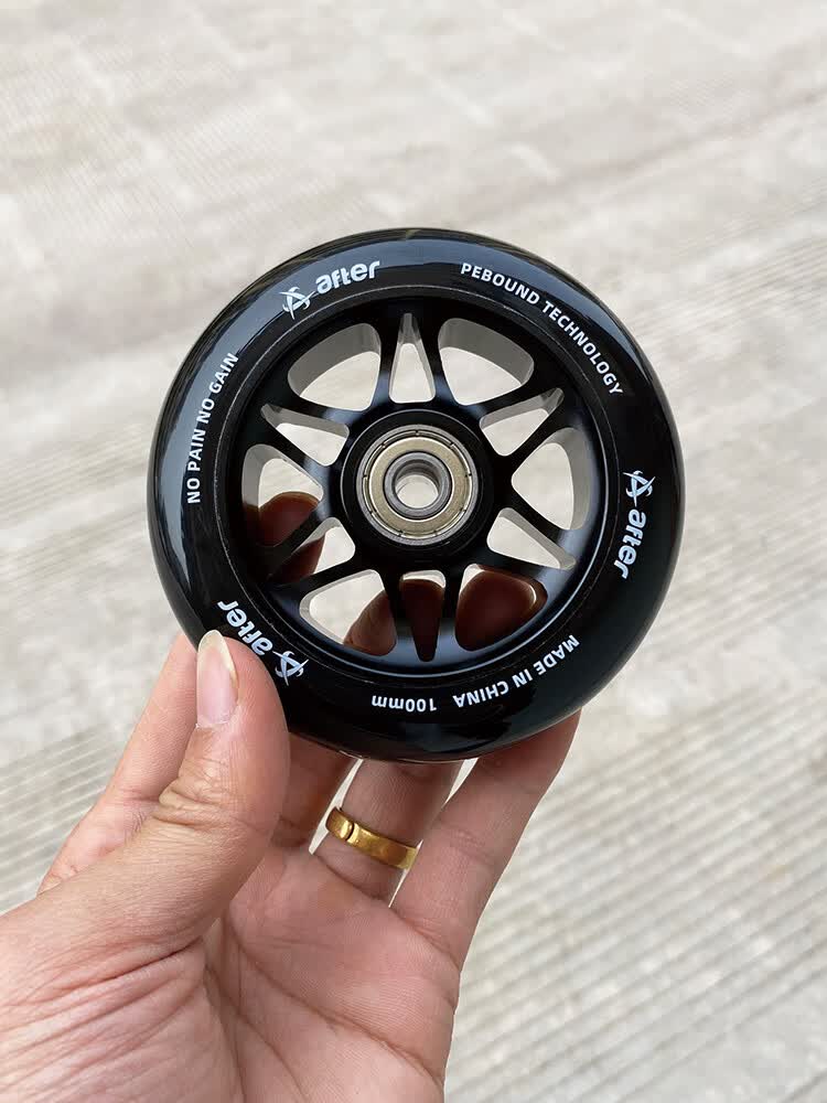 滑板配件滑轮极限滑板车铝合金pu轮子10024mm速滑轮滑鞋轮子推车氧化