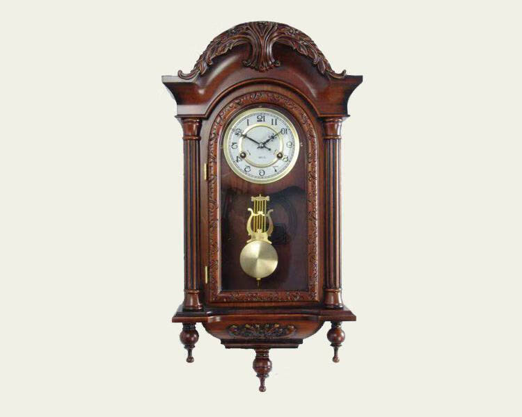 复古机械摆钟复古中堂高档座钟实木雕刻机械台钟全铜机芯挂钟桌面摆钟