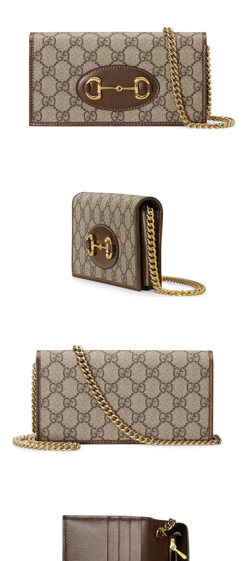 gucci古驰gucci古驰马衔扣1955系列链条斜挎包米色现货棕色