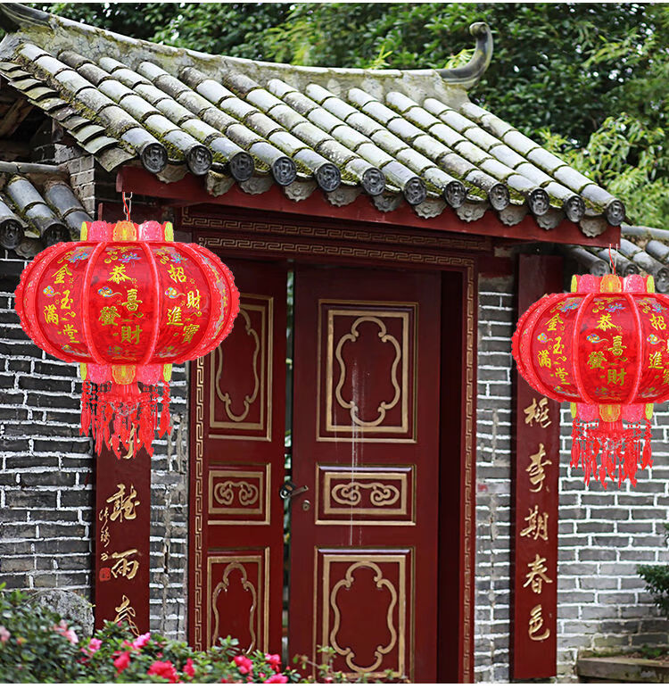 春节走马灯七旋转彩新年灯笼阳台走廊乔迁新居福字大门红灯笼如意led