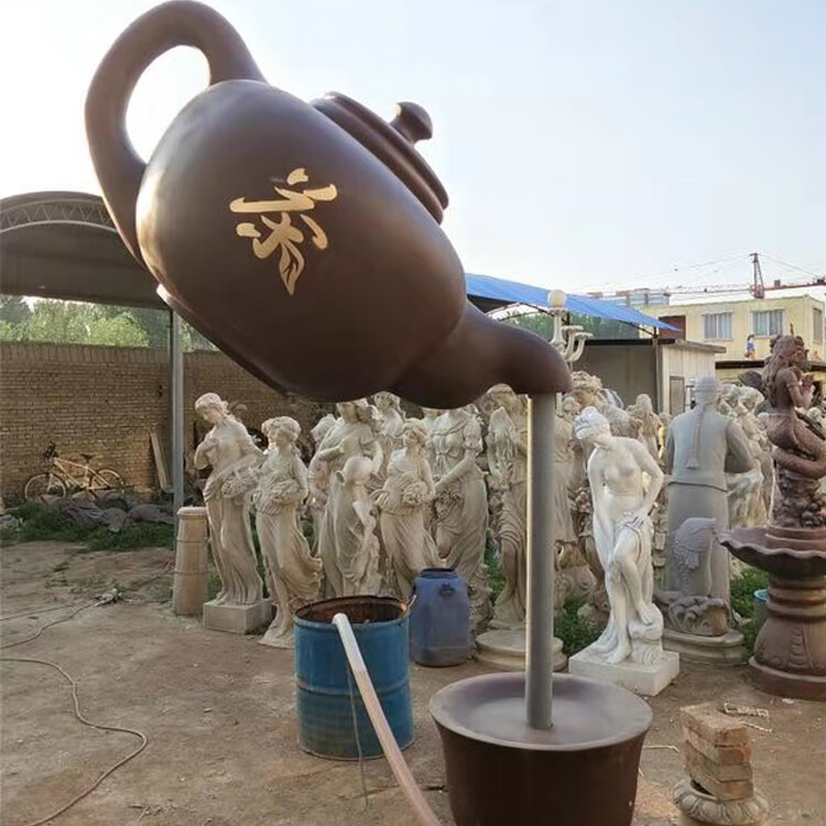 玻璃钢悬空大茶壶天壶大型流水雕塑茶园茶楼公园景观喷泉装饰摆件直径