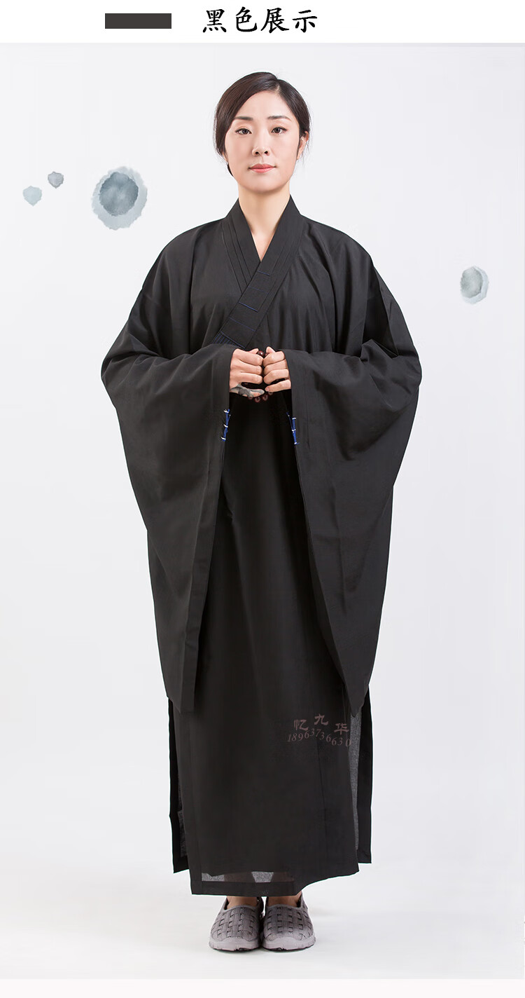 海青长衫居士服 台麻海青居士服男女款秋四季款海清衣服佛女春尼姑