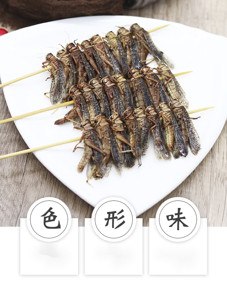 串串蚂蚱串20支装昆虫类蝗虫酥脆蚱蜢串原味烧烤油炸食材半成品团建