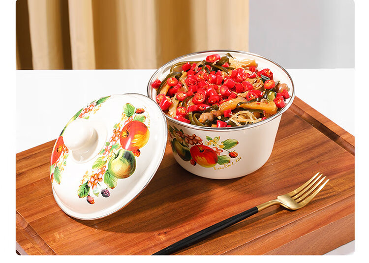 塘瓷制品搪瓷盆食品级老式l盆搪瓷食品级猪油盆陶瓷装猪油盆罐 搪瓷盆