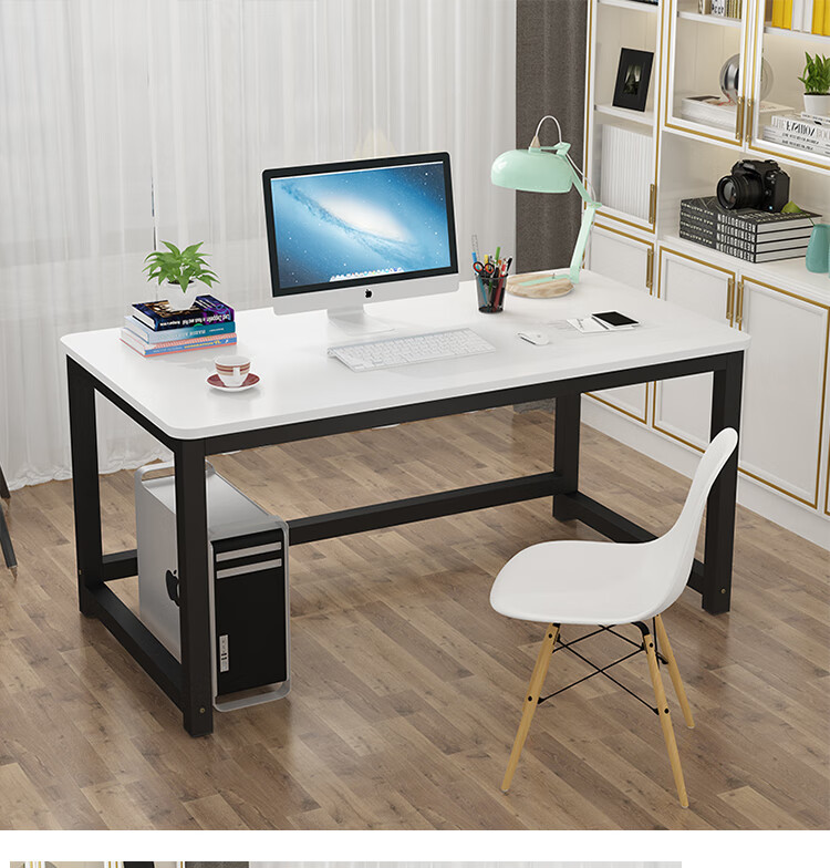 金槌台式圆角电脑桌简约学习桌双人钢木书桌长80宽50高74圆角加厚加固