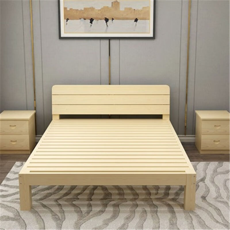 京享好物实木床双人床板硬床板18米实木床松木18米双人床经济出租房15