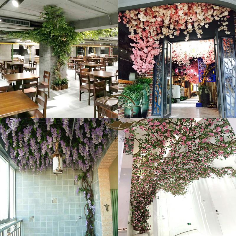 仿真树藤树枝绿植叶子装饰藤条树叶室内假花藤蔓吊顶墙面装饰植物