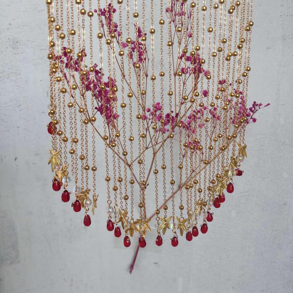 民铂古风面帘遮脸汉服遮面纱配饰串珠对夹流苏遮面帘女古装发饰头饰雾