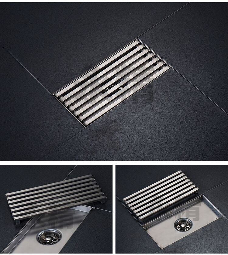 德骊嘉304不锈钢加长加厚防臭地漏大排量长条形淋浴房卫生间浴室长方