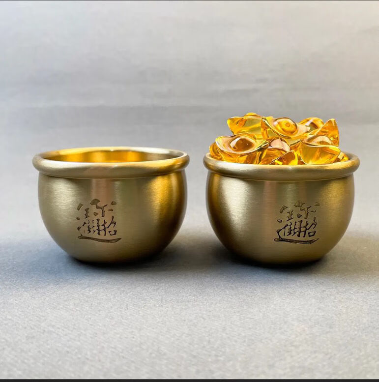 金创意礼品办公室纯铜工艺品乔迁婚嫁礼品铜水桶 黄铜(进宝缸)单个缸