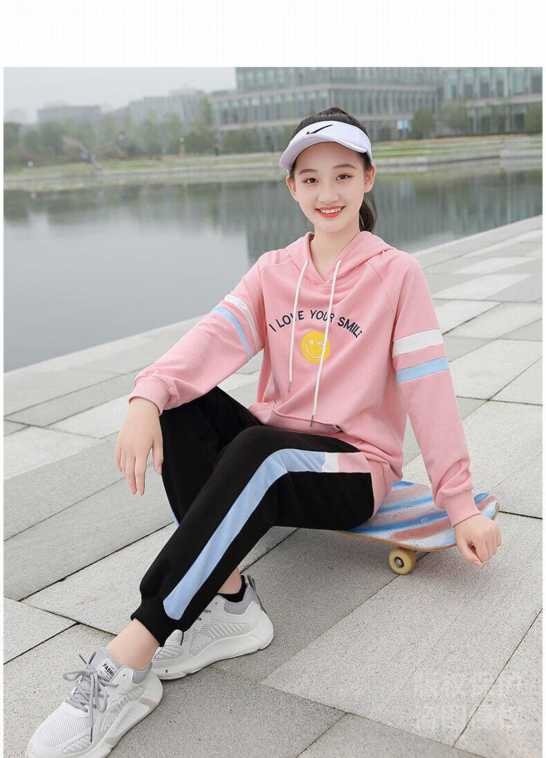 13-15-18嵗初中生高中生女生穿的秋季卫衣女宽松休闲套装大童少女生初